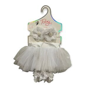 Toby Tutu, Headband & White Floral Foot Set, New